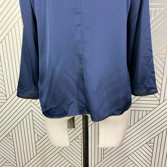 Boden Sophia Sequin Collared 3/4 Sleeve Blouse Top in Navy Blue Size US 6 - Picture 9 of 12